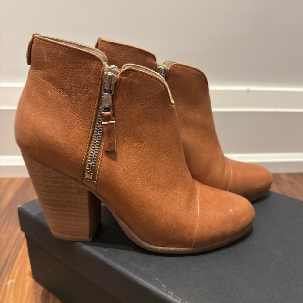Rag & Bone Margo Tan Leather Ankle Boots
